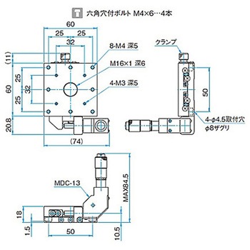 X軸スチールステージ ステージサイズ60mm TSD-601シリーズ シグマ光機