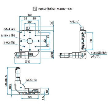 X軸スチールステージ ステージサイズ60mm TSD-601シリーズ シグマ光機