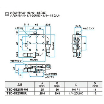XY軸ロングスチールステージ M6 TSD-652シリーズ シグマ光機