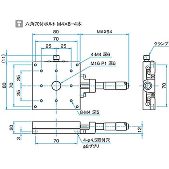 X軸スチールステージ ステージサイズ80mm TSD-801シリーズ シグマ光機