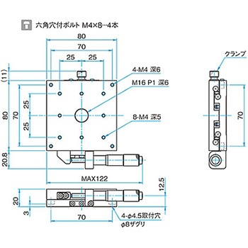 X軸スチールステージ ステージサイズ80mm TSD-801シリーズ シグマ光機