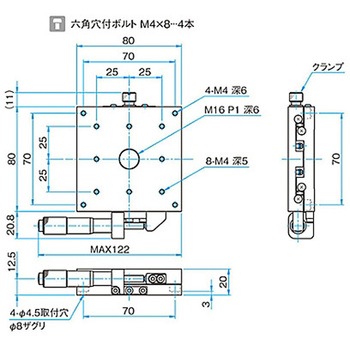 X軸スチールステージ ステージサイズ80mm TSD-801シリーズ シグマ光機