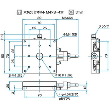 X軸スチールステージ ステージサイズ80mm TSD-801シリーズ シグマ光機