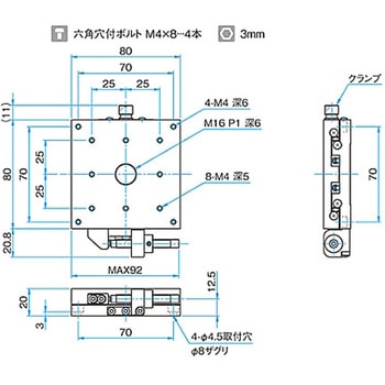 X軸スチールステージ ステージサイズ80mm TSD-801シリーズ シグマ光機