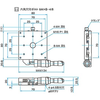 X軸スチールステージ ステージサイズ80mm TSD-801シリーズ シグマ光機