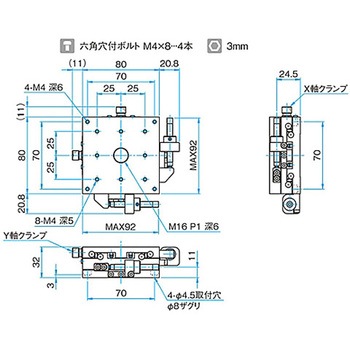 XY軸スチールステージ ステージサイズ80mm TSD-802シリーズ シグマ光機