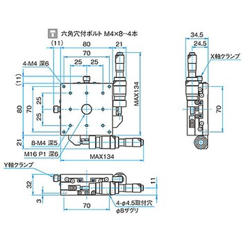XY軸スチールステージ ステージサイズ80mm TSD-802シリーズ シグマ光機