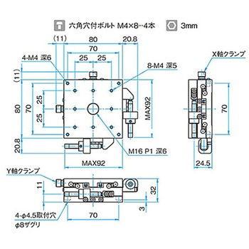 XY軸スチールステージ ステージサイズ80mm TSD-802シリーズ シグマ光機