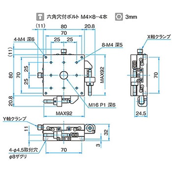 XY軸スチールステージ ステージサイズ80mm TSD-802シリーズ シグマ光機