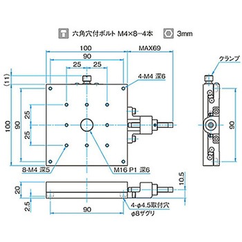 X軸スチールステージ ステージサイズ100mm TSD-1001シリーズ シグマ光機
