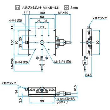 XY軸スチールステージ ステージサイズ100mm TSD-1002シリーズ シグマ光機