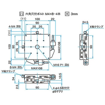 XY軸スチールステージ ステージサイズ100mm TSD-1002シリーズ シグマ光機