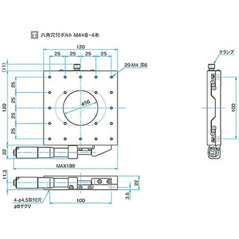X軸スチールステージ(透過) ステージサイズ120mm TSD-1201シリーズ シグマ光機