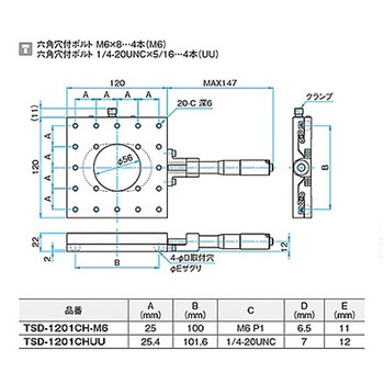 X軸スチールステージ(透過) ステージサイズ120mm TSD-1201シリーズ シグマ光機
