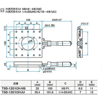 X軸スチールステージ(透過) ステージサイズ120mm TSD-1201シリーズ シグマ光機