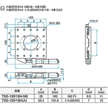 X軸スチールステージ(透過) ステージサイズ120mm TSD-1201シリーズ シグマ光機