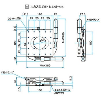 XY軸スチールステージ(透過) ステージサイズ120mm TSD-1202シリーズ - シグマ光機