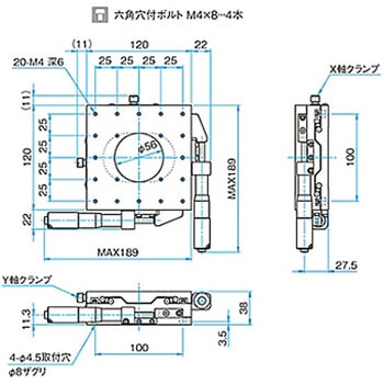 XY軸スチールステージ(透過) ステージサイズ120mm TSD-1202シリーズ - シグマ光機