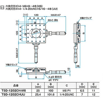 XY軸スチールステージ(透過) ステージサイズ120mm TSD-1202シリーズ シグマ光機