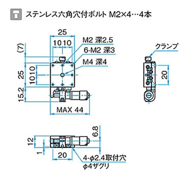X軸汎用型ステンレスステージ ステージサイズ25mm TSDH-251シリーズ シグマ光機