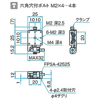 X軸汎用型ステンレスステージ ステージサイズ25mm TSDH-251シリーズ シグマ光機