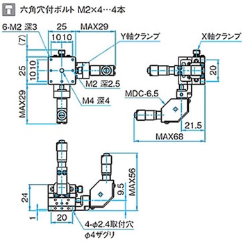 XY軸汎用型ステンレスステージ ステージサイズ25mm TSDH-252シリーズ シグマ光機