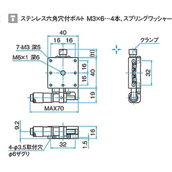 X軸汎用型ステンレスステージ ステージサイズ40mm TSDH-401シリーズ - シグマ光機