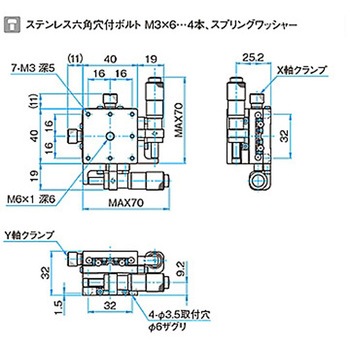 XY軸汎用型ステンレスステージ ステージサイズ40mm TSDH-402シリーズ シグマ光機