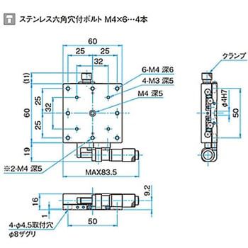 X軸汎用型ステンレスステージ ステージサイズ60mm TSDH-601シリーズ シグマ光機
