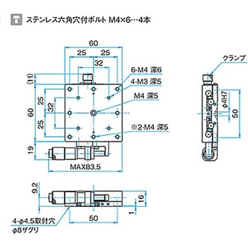 X軸汎用型ステンレスステージ ステージサイズ60mm TSDH-601シリーズ シグマ光機