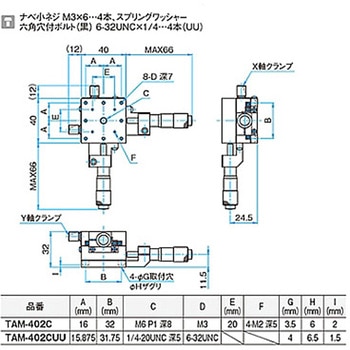 XY軸アルミクロスローラステージ ステージサイズ40mm TAM-402シリーズ シグマ光機