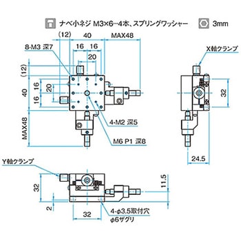 XY軸アルミクロスローラステージ ステージサイズ40mm TAM-402シリーズ シグマ光機