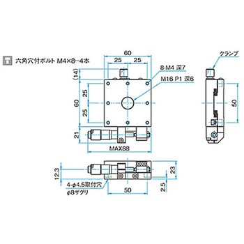 X軸アルミクロスローラステージ ステージサイズ60mm TAM-601シリーズ シグマ光機