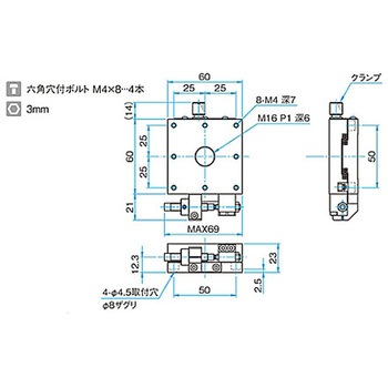 X軸アルミクロスローラステージ ステージサイズ60mm TAM-601シリーズ シグマ光機