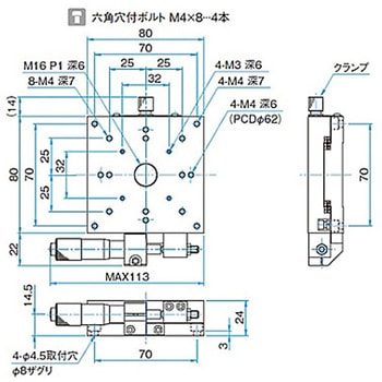 X軸アルミクロスローラステージ ステージサイズ80mm TAM-801シリーズ - シグマ光機