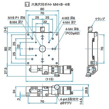 X軸アルミクロスローラステージ ステージサイズ80mm TAM-801シリーズ シグマ光機