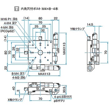 XY軸アルミクロスローラステージ ステージサイズ80mm TAM-802シリーズ シグマ光機