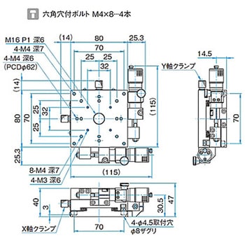 XY軸アルミクロスローラステージ ステージサイズ80mm TAM-802シリーズ シグマ光機