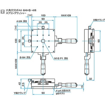 XY軸アルミクロスローラステージ ステージサイズ100mm TAM-1002シリーズ シグマ光機