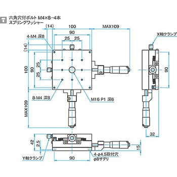XY軸アルミクロスローラステージ ステージサイズ100mm TAM-1002シリーズ - シグマ光機