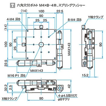 XY軸アルミクロスローラステージ ステージサイズ100mm TAM-1002シリーズ シグマ光機