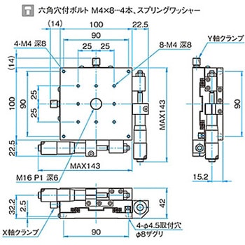 XY軸アルミクロスローラステージ ステージサイズ100mm TAM-1002シリーズ - シグマ光機