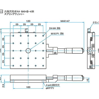 X軸アルミクロスローラステージ ステージサイズ120mm TAM-1201シリーズ シグマ光機