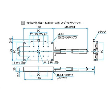 X軸ロングアルミクロスローラステージ ステージサイズ100×160mm TAM-10161シリーズ - シグマ光機