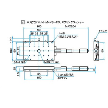 X軸ロングアルミクロスローラステージ ステージサイズ100×160mm TAM-10161シリーズ - シグマ光機