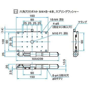X軸ロングアルミクロスローラステージ ステージサイズ100×160mm TAM-10161シリーズ - シグマ光機