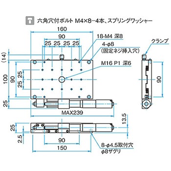 X軸ロングアルミクロスローラステージ ステージサイズ100×160mm TAM-10161シリーズ - シグマ光機
