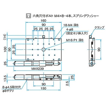 X軸ロングアルミクロスローラステージ ステージサイズ100×160mm TAM-10161シリーズ - シグマ光機