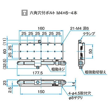 X軸ロングアルミクロスローラステージ(粗微動) TAMシリーズ シグマ光機
