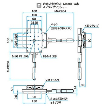 XY軸ロングアルミクロスローラステージ ステージサイズ100×160mm TAM-10162シリーズ シグマ光機